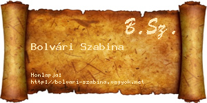 Bolvári Szabina névjegykártya